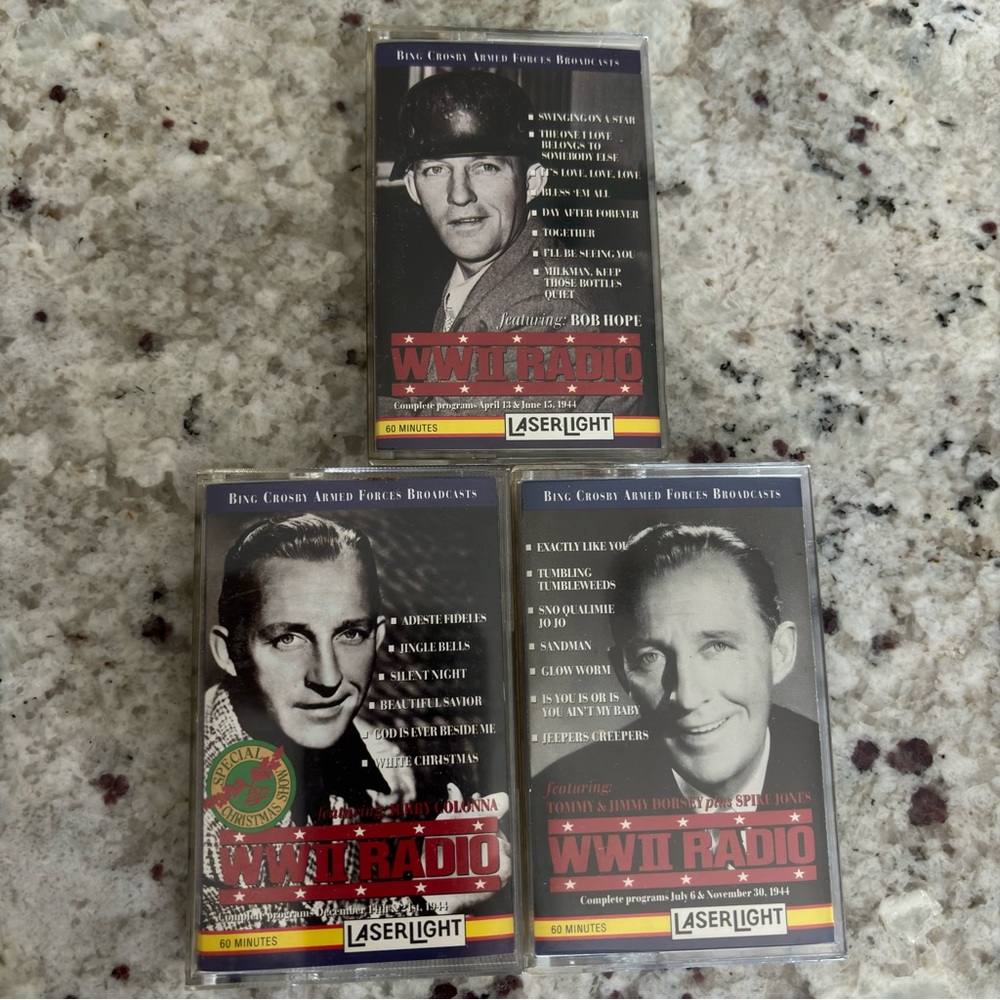 VTG 3 cassettes tapes Radio World War 2 Lazer Light Bob Hope Borsey